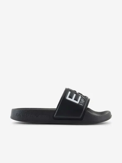 Ea7 Boys Logo Sliders In Black