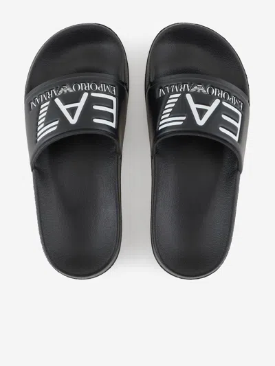 Ea7 Boys Logo Sliders In Black