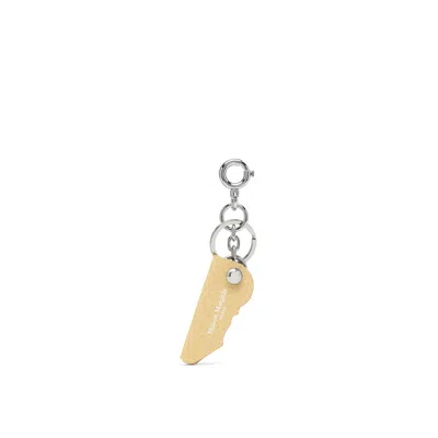 Maison Margiela Logo Leather Keyring Unisex Cream