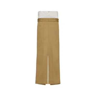 Maison Margiela Skater Chino Long Skirt Woman Camel In Brown