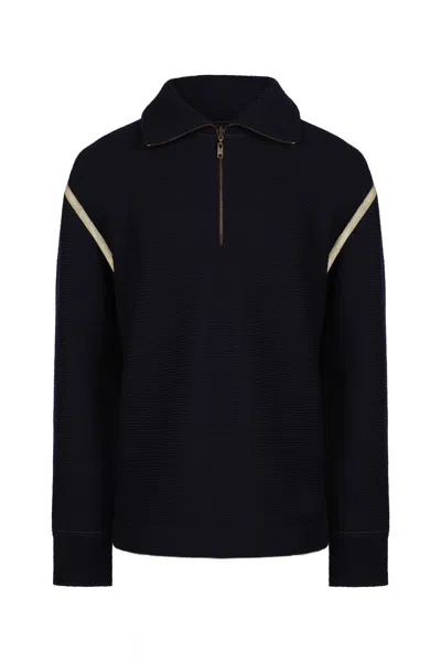 Maison Margiela Elbow Patch Half Zip Wool Pullover