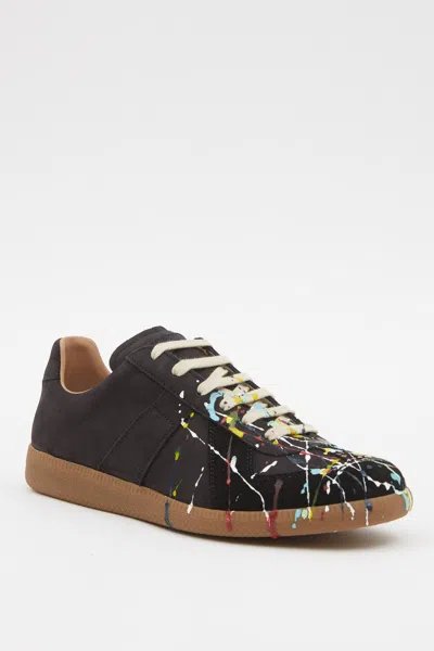 Maison Margiela Replica Painter Leather Low-top Trainers In Black