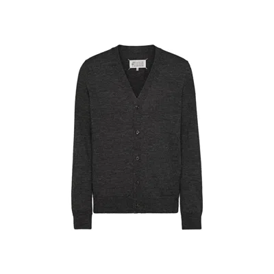 Maison Margiela Elbow-patch Fine-knit Cardigan In Black