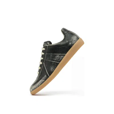 Maison Margiela Replica Sneakers Made Of Shiny Coated Leather In Black