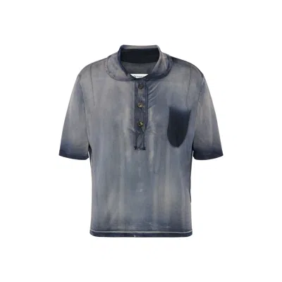 Maison Margiela Sun-faded Polo Top Woman Navy