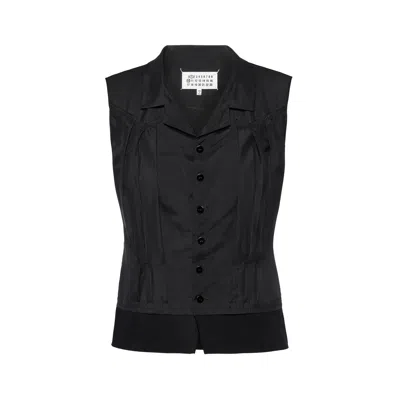 Maison Margiela Silk Top Woman Black In Black
