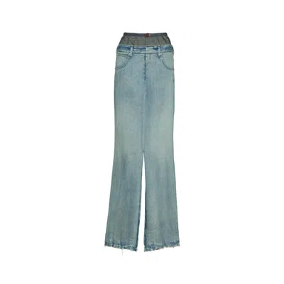 Maison Margiela Anonymity Of The Lining Denim Skirt Woman Light Blue In Blue