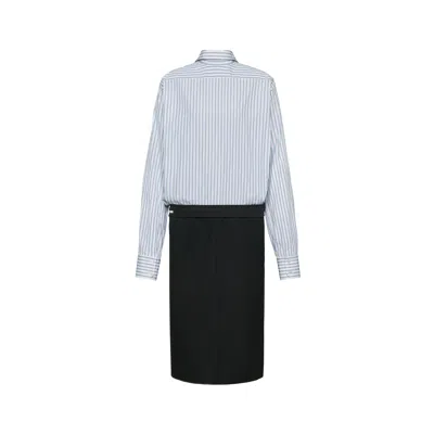 Maison Margiela Reversed Stripe Shirtdress Woman White Blue And Black
