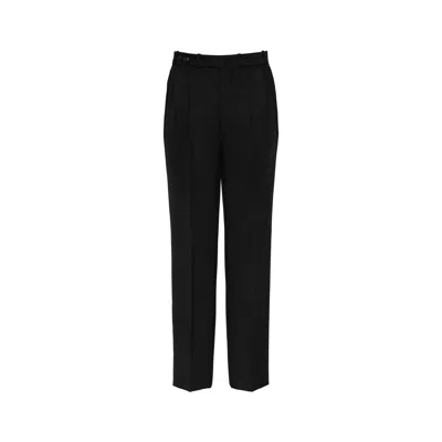 Maison Margiela Herringbone Wool Pleated Trousers Woman Black