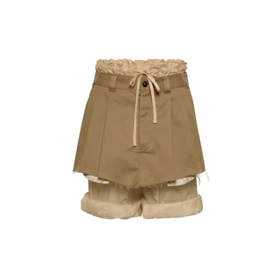 Maison Margiela Layered Mini Skirt Shorts Woman Camel