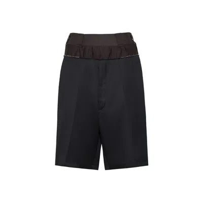 Maison Margiela Black Shorts With Layered Design And Side Button Closure