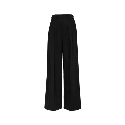 Maison Margiela Pleated Wool Trousers Woman Black In Black