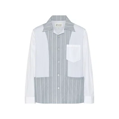 Maison Margiela Patchwork Pinstripe Shirt Man White