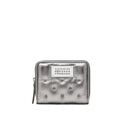 Maison Margiela Glam Slam Embroidered Wallet Small Unisex Metallic Grey
