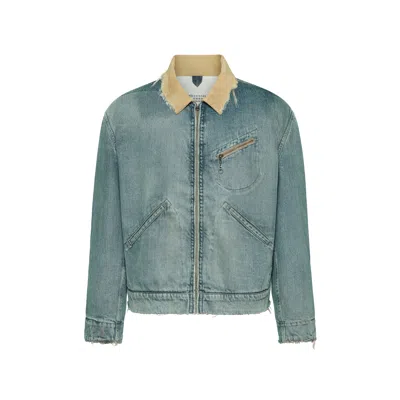Maison Margiela Cotton Denim Workwear Zip Jacket In Blue
