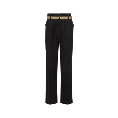 Maison Margiela High-waisted Pants With Pleats And Stylish Belt In Black