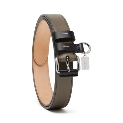 Maison Margiela Contrast Leather Belt Unisex Graphite And Black