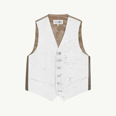 Mm6 Maison Margiela Multicolor Stretch Polyester Blend Vest In White