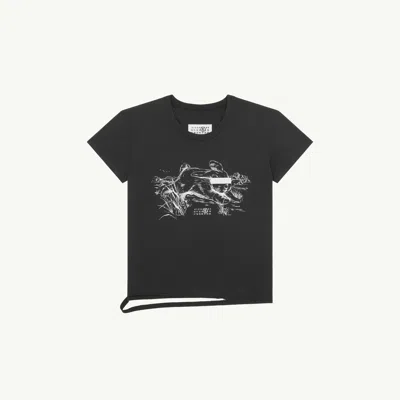Mm6 Maison Margiela Rabbit Print T-shirt In Black