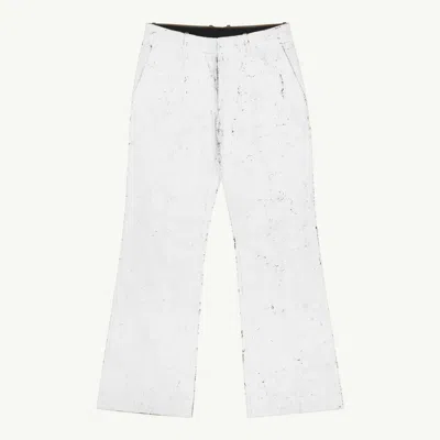 Mm6 Maison Margiela Painted White Trousers In Gray