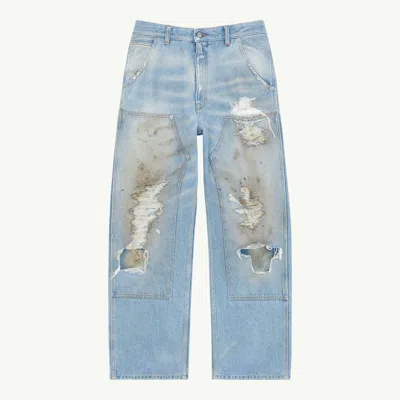 Mm6 Maison Margiela Mm6 By Maison Margiela Relaxed Fit High-waisted Distressed Jeans In Blue