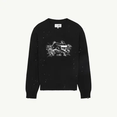Mm6 Maison Margiela White Rabbit Print Jumper In Black