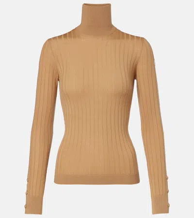 Moncler Wool And Cashmere Turtleneck Sweater In Brown