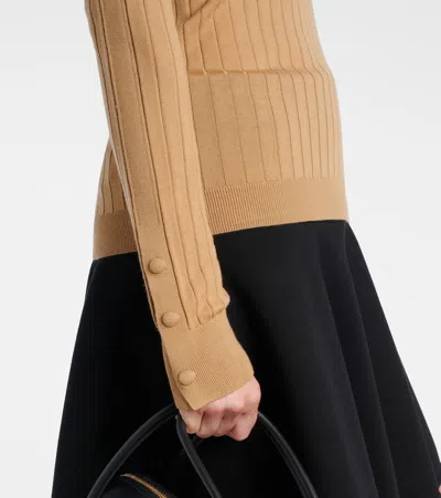 Moncler Wool And Cashmere Turtleneck Sweater In Brown