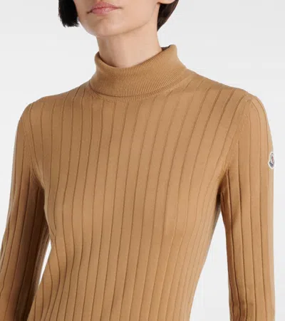 Moncler Wool And Cashmere Turtleneck Sweater In Brown