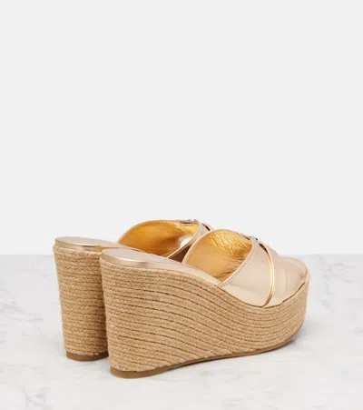Jimmy Choo Leda 100 Leather Platform Wedge Sandals