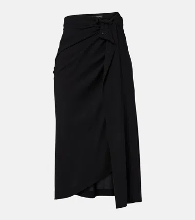 Balenciaga Draped Gathered Crêpe Midi Skirt