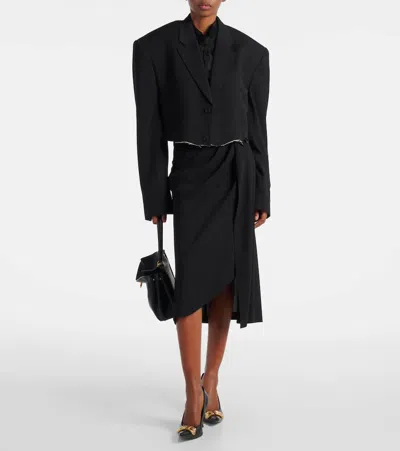 Balenciaga Draped Gathered Crêpe Midi Skirt