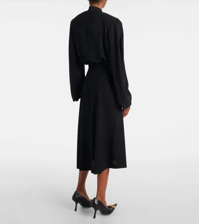 Balenciaga Draped Gathered Crêpe Midi Skirt
