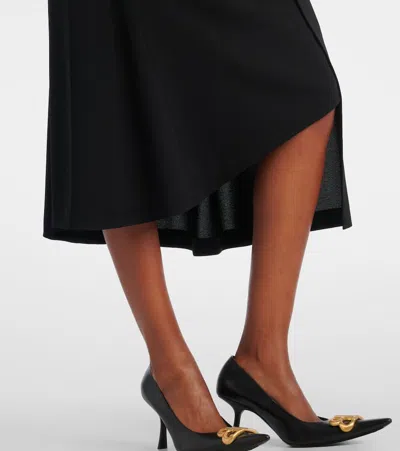 Balenciaga Draped Gathered Crêpe Midi Skirt