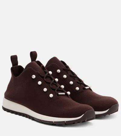 Jimmy Choo Veles Embellished Cashmere Sneakers