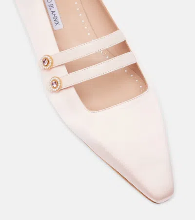 Manolo Blahnik Polmana Satin Mary Jane Flats