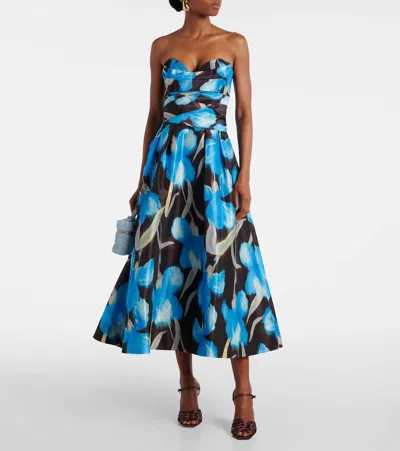 Rebecca Vallance Ingrid Strapless Midi Dress In Multi
