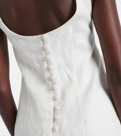 Farm Rio Floral-appliqué Linen Minidress