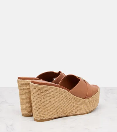 Jimmy Choo Leda 100 Leather Platform Wedge Sandals In Brown