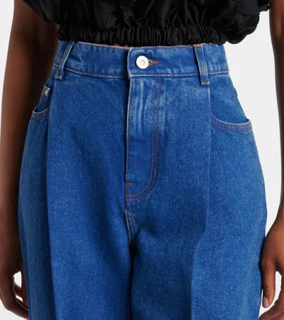Marni Pleated Low-rise Wide-leg Jeans In Blue