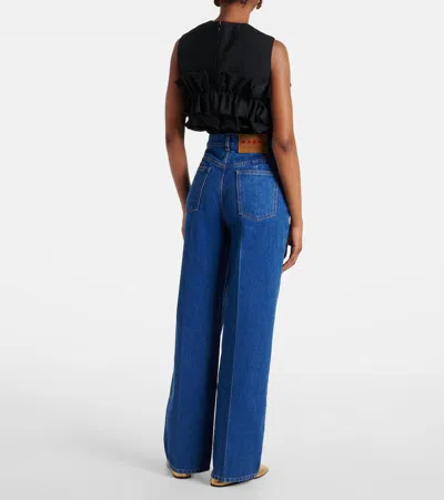 Marni Pleated Low-rise Wide-leg Jeans In Blue