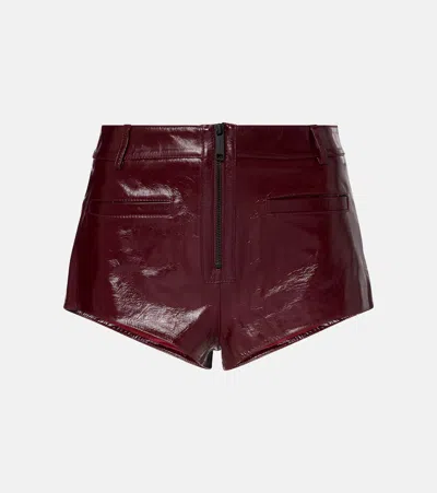 Self-portrait Self Portrait Women Leather Micro Shorts In Burgundy