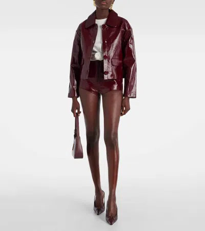 Self-portrait Self Portrait Women Leather Micro Shorts In Burgundy