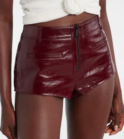 Self-portrait Self Portrait Women Leather Micro Shorts In Burgundy