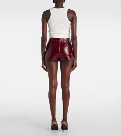 Self-portrait Self Portrait Women Leather Micro Shorts In Burgundy