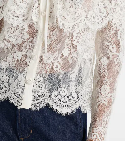 Self-portrait Caped Lace Cardigan In White