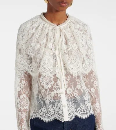 Self-portrait Caped Lace Cardigan In White