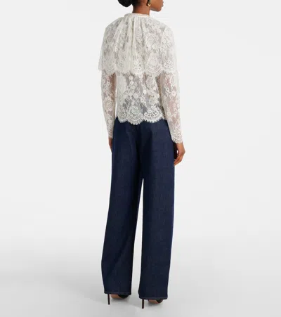 Self-portrait Caped Lace Cardigan In White