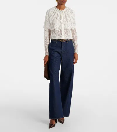 Self-portrait Caped Lace Cardigan In White