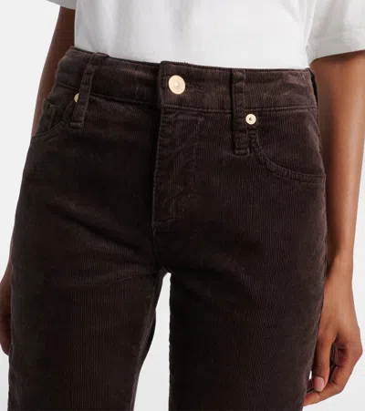 7 For All Mankind Calie Straight Mid-rise Flared Jeans In Black